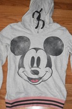 Disney Parks Mickey Mouse Hoodie Gray Top Shirt Vintage Look L/S Womens Small