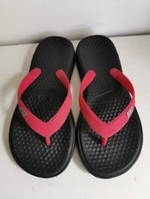 NIKE UK 1 EU 33 BOYS GIRLS KIDS PINK BLACK FLIP FLOPS SUMMER BEACH SANDALS