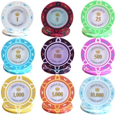 1000pcs 14G MONTE CARLO POKER ROOM POKER CHIPS BULK - Choose Denominations 