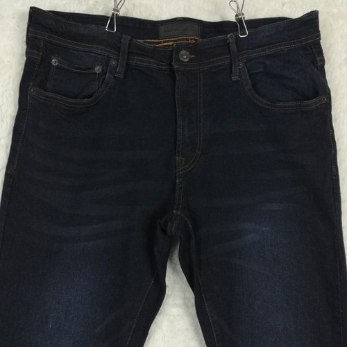 Pantalones de mezclilla ajustados de níquel y hierro para hombre azul bigote lavado oscuro 30x30 - Imagen 3 de 10