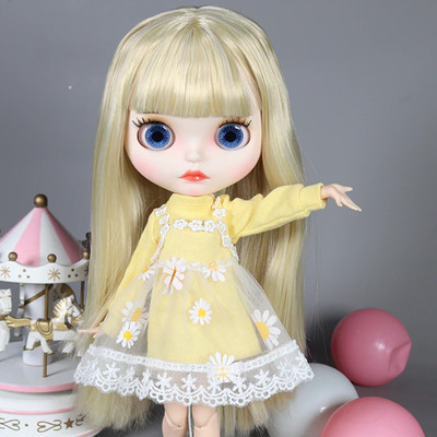 12'' Blythe Doll Nude Joint Body Matte Face White Skin Soft Hair 4 Eye Color Toys