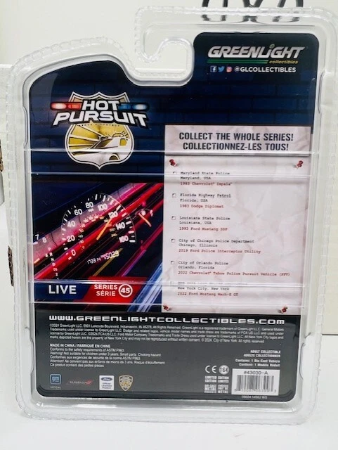 *NEW* Greenlight Hot Pursuit 1983 Chevrolet Impala Maryland Police - Raw Chase - - Image 3 of 3