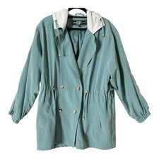 Street Fantasy Women’s Green Double Breasted Hooded Jacket Size Large