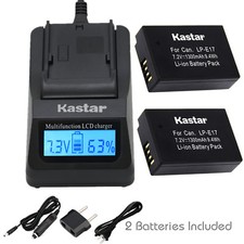 Kastar 2 Battery  Fast Charger kit for Canon LP-E17 LPE17 LC-E17