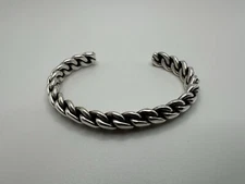 Vintage Sterling Silver Twisted Cuff Bracelet 2 5/8” X 8mm JB17