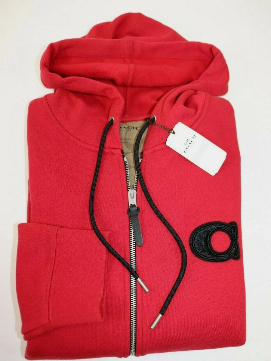 NWT 298 COACH Size Small Men s L S Red VARSITY C Zip Up Fleece Hoodie