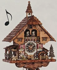 Hones 8 Day 17.5" Kissing Chalet Cuckoo Clock Germany Black Forest