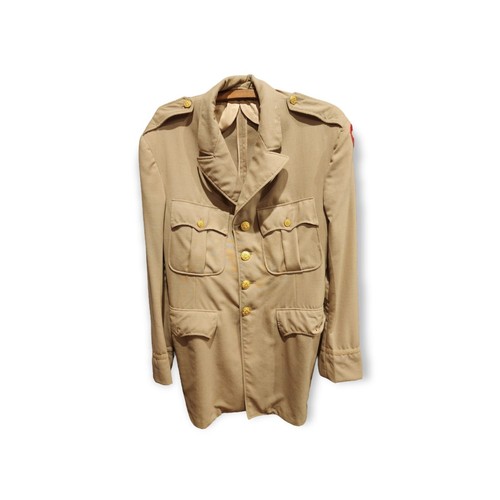WWII US Army Officers Uniform Jacket Service Forces Tropical Worsted Khaki Named - Picture 2 of 7