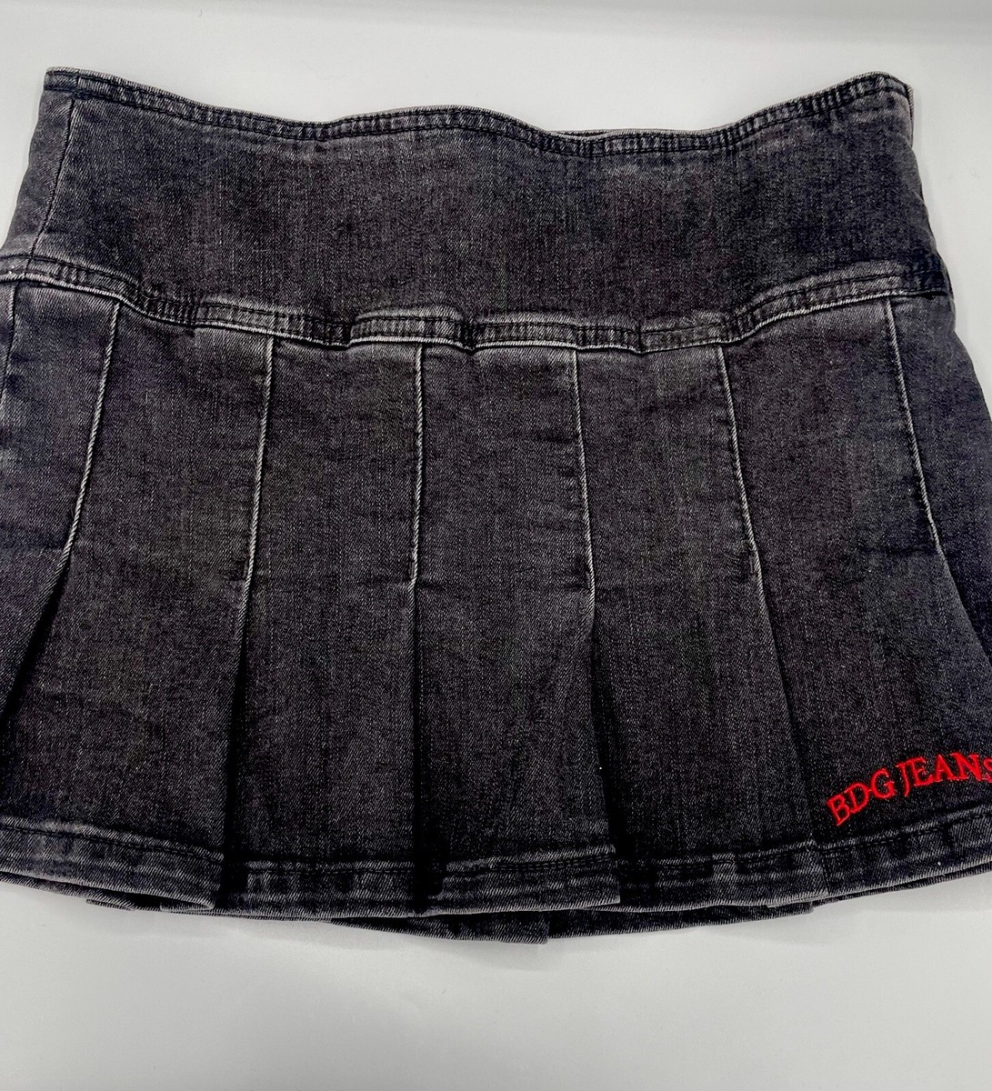 NWT BDG Urban Outfitters Women's Black Denim Kilt Jean Mini Skirt