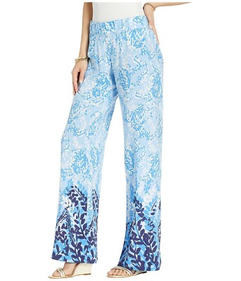 Lilly Pulitzer Bal Harbour Palazzo Blue Peri Turtley Awesome Eng. Pants Size XXS
