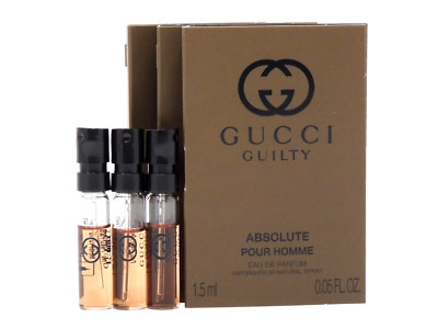 GUCCI GUILTY ABSOLUTE POUR HOMME EAU DE PARFUM 1.5ml .05fl oz x 3 SPRAY SAMPLES