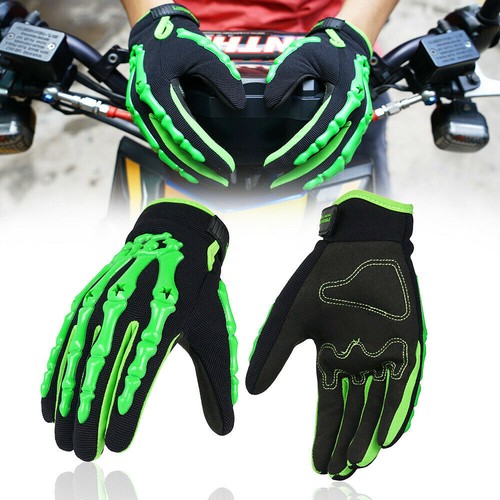 Skeleton Motorcycle Gloves Full Finger Gloves Anti Slip Motocross Riding Gloves - Foto 3 di 16