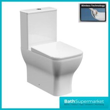 Rimless Fully Shrouded Close Coupled Pan Cistern Seat Square Short Projection WC