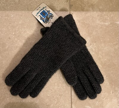 Portolano 100% Cashmere Dark Gray Ladies Gloves New With Tags One Size 
