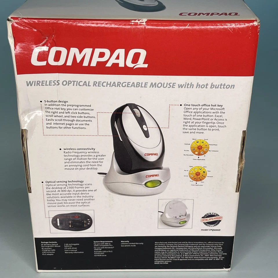 Vtg Compaq wireless mouse with dock CPQ600iD - Image 3 of 4