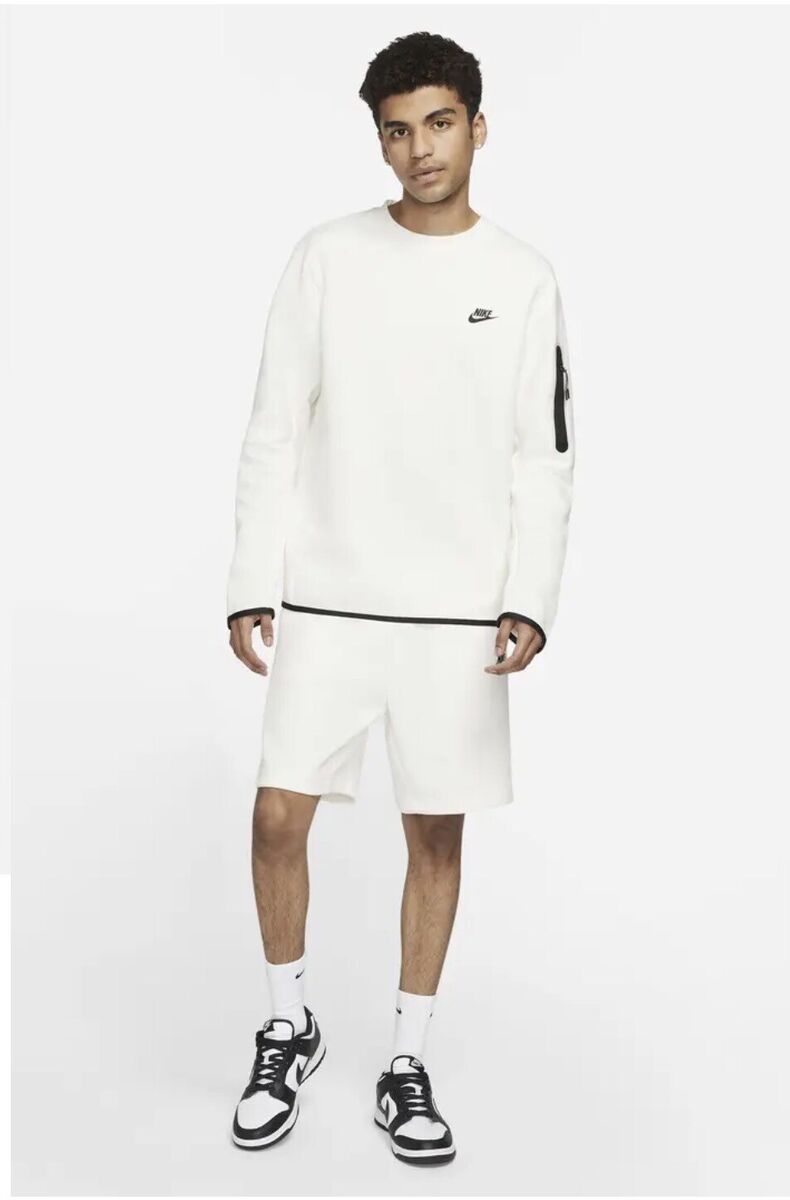 Nike Sportswear Tech Fleece Pocket Crew Men's Size S Bone/Black [CU4505-072]