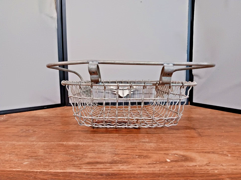 RARO Antiguo Aerodinámico Firestone Bicicleta Cesta Alambre Metal Preguerra Foto 3 de 4