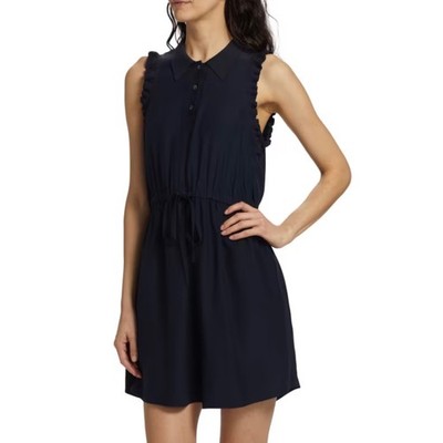 CINQ À SEPT Leonor Silk Polo Mini Dress Navy Blue Size Small NWT