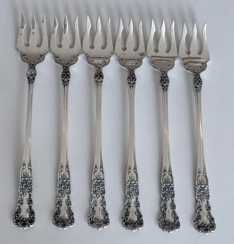 6 Gorham Buttercup Sterling Silver Seafood/Cocktail Forks No Monogram Old Mark