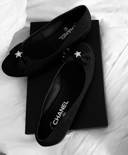 CHANEL Ballet Flats Crepe/GG Size 38