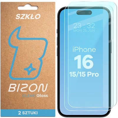 2x Schutzglas für iPhone 15/15 Pro/16 Bizon Displayschutzglas Hartglas Handyglas