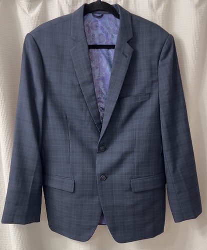 Giacca blazer Rajah personalizzata design lusso lana marina a quadri foderata lilla taglia M - Foto 9 di 19