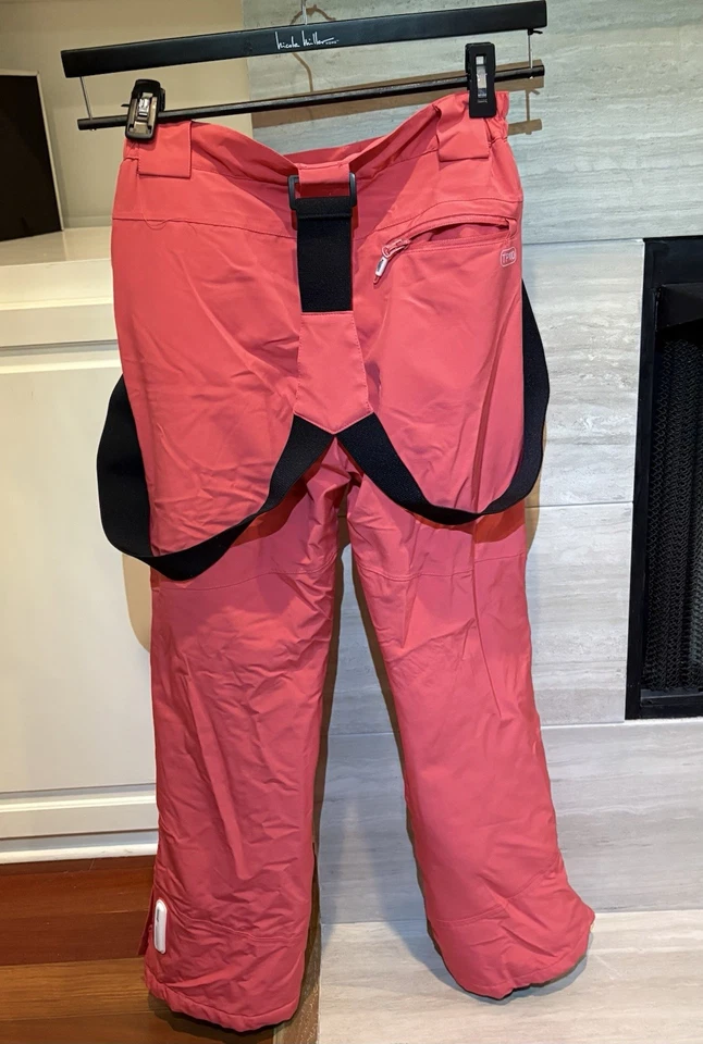 Pantalones de esquí Trespass Radrum rosa coral para mujer talla pequeña con tirantes Foto 2 de 4