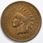 1903 Indian Head Penny Cent Extremely Fine (XF) (Cleaned)