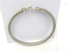 David Yurman 5mm Thoroughbred Sterling Silver and Diamond Bracelet - Fits 6.75"