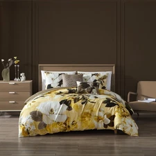 Zayra 5 Piece Reversible Comforter Set Floral Design Cozy Elegance