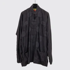 Shanghai Tang Mandarin Jacket US46 Men Black Oriental Print Silk