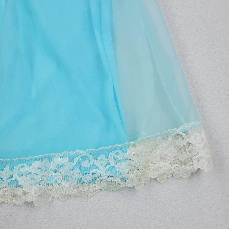 Vtg 50s 60s 2 Layer Sheer Chiffon Tricot Nylon Lace Nightgown Babydoll Dress - Image 2 of 4