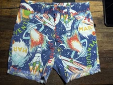 Vintage Kids Cut Off Astronaut Space Shorts Size 7? USA No Size Or Brand Tag