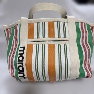 Isabel Marant Colorful Striped Tote Bag Orange Green White Red Women's Fashion