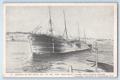 NS Canada Postcard Collision of Vessel SS IMO Great Halifax Disaster c1940's