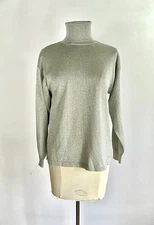 Vintage 1970's Perry Ellis Portfolio Slouchy Silver Turtleneck Sweater