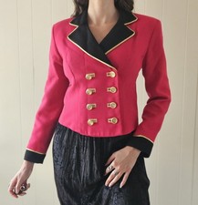 Vintage 1990s Pink Wool Crepe Double Breasted Blazer