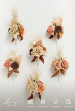 Ling's Moment Rust Brown Wedding Flowers Mini Bridesmaid Bouquets Set of 6