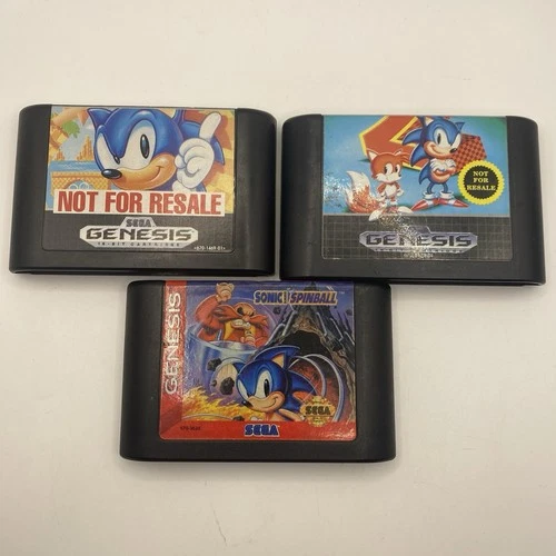 Sonic The Hedgehog 1 + 2, + Sonic Spinball, Sonic Genesis Cart Lot, Tested Works