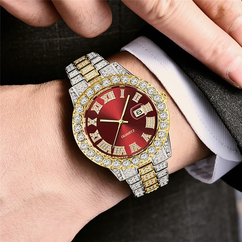 Men's Fashion Diamond Roman Numerals Personality Affordable Luxury Alloy Watch