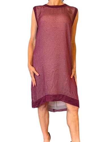 Vintage Edition 24 by Yves Saint Laurent YSL  Purple silk shift tank dress 44 10