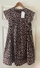 &merci Brown & White Leopard Ruffle Short Sleeve Swing Dress Size Small NWT