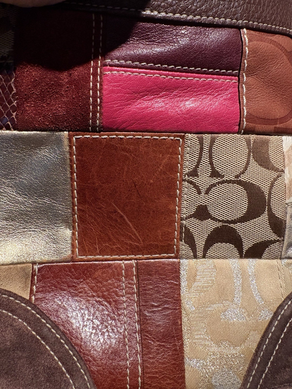 Coach Multicolor Patchwork Brown Leather Suede Sh… - image 8