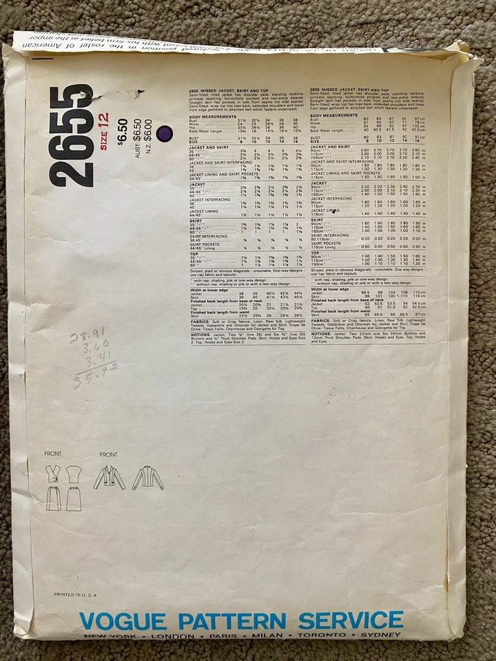 Lot of 4 Vogue American Designer Sewing Patterns Vintage 1980's-90's - Image 3 of 4