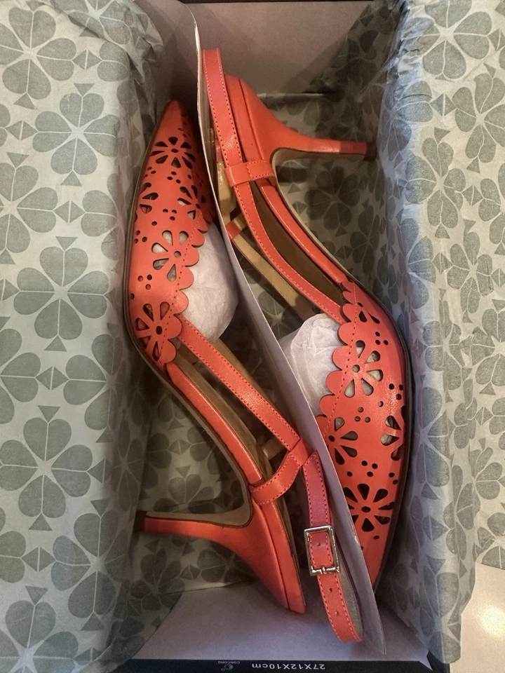 Kate Spade New York 珊瑚激光切割皮革露跟高跟鞋 - 8.5 码 — 第 3/3 张图片