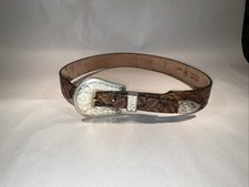 Vintage Silver Creek Leather Western Belt 28