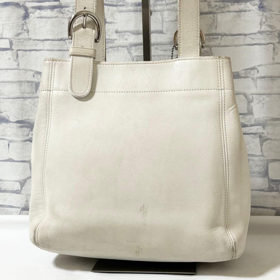 Old Coach Leather Shoulder Bag 4157 White Small G128 thumbnail 2