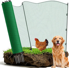 Temporary Fence with Posts, 3 x50 Animal Barrier Dog Portable Fencing with Fibe