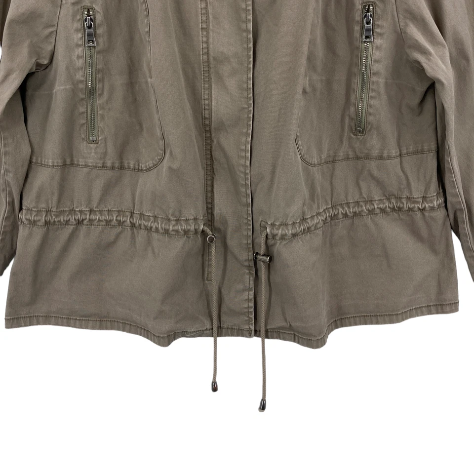 Chaqueta Lane Bryant Anorak para mujer talla 18 marrón lona algodón con capucha cremallera a presión Foto 4 de 4