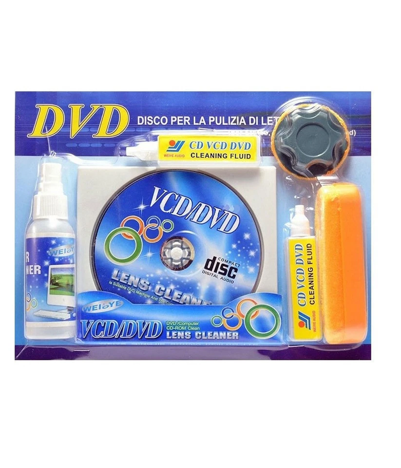 TRADE SHOP TRAESIO Kit Pulizia Universale Per Laser Lente Del Lettore Cd Dvd Vcd Lens Cleaner Pc